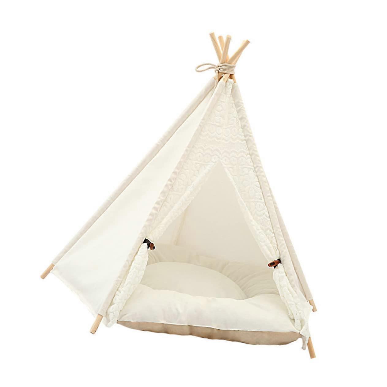 Cat Tent Bed Portable Folding Triangle Cat Tent, Detachable and Washable Canvas For Cats And Dogs Indoor Use