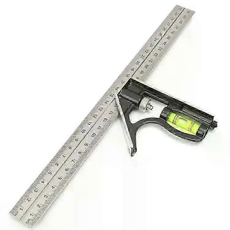 مربع مركب معدل بطول 300 مم وأدوات قياس متعددة الوظائف: مسطرة زاوية 45/90 درجة مع مقياس مستوى الفقاعة