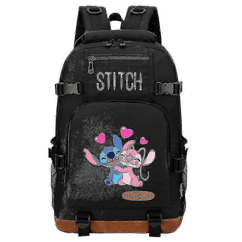 Stitch Themed School Backpack with USB Charging - Large Capacity for College Students and Travel