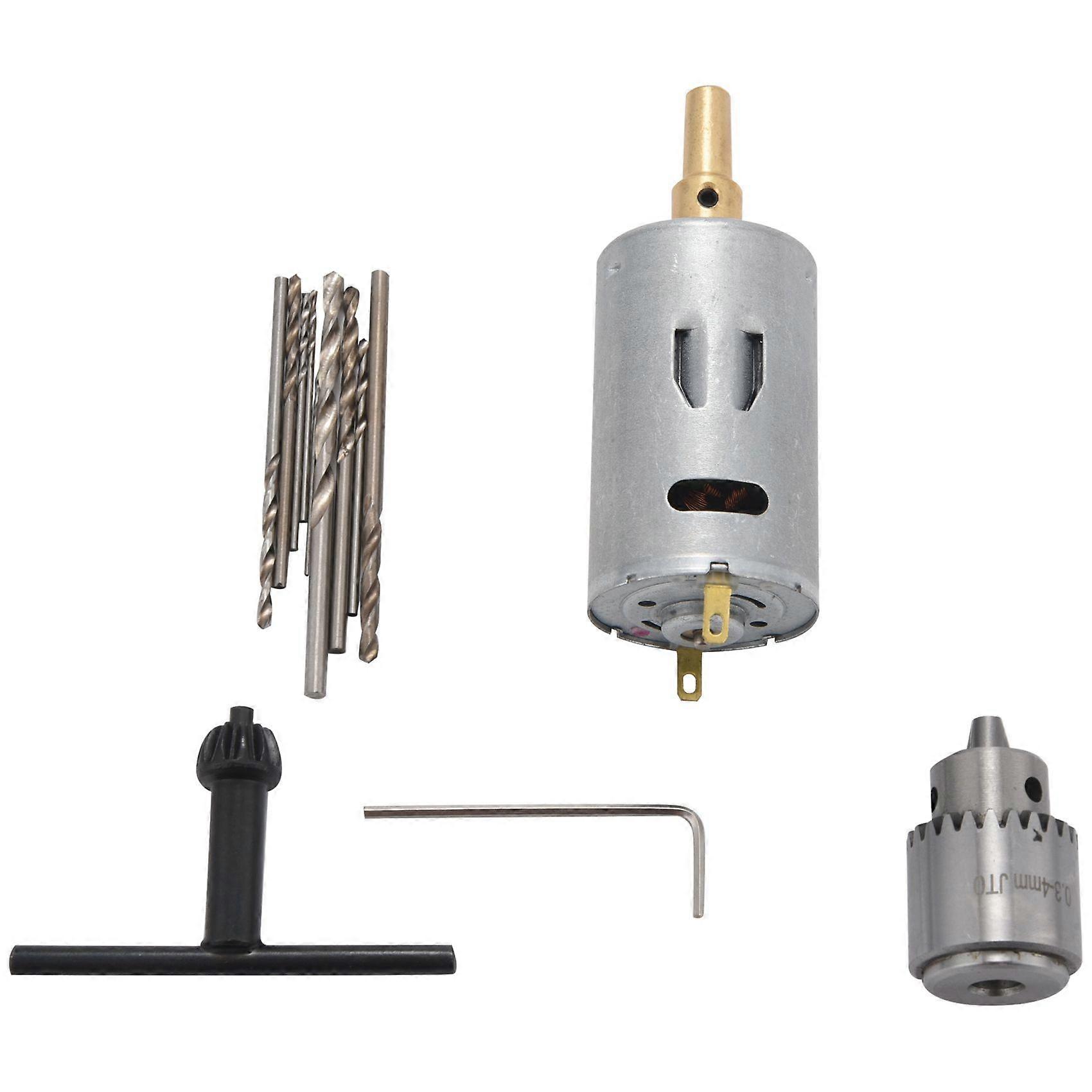 Dc 12V Motor Small Pcb Hand Drill Drilling Machine Compact Set With 10Pc 0.5-3Mm Drill Bit 0.3-4Mm