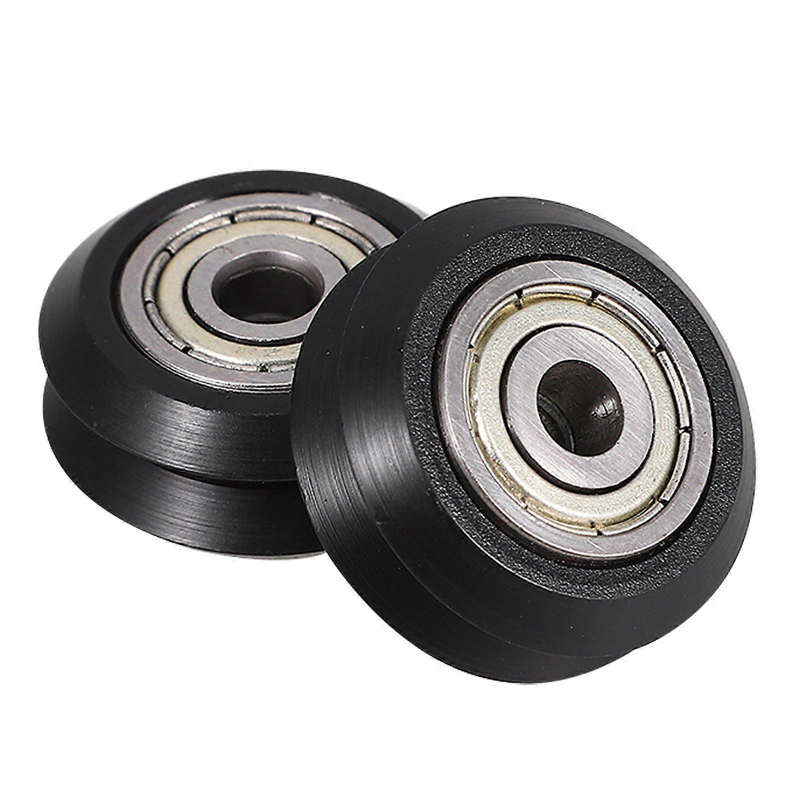 3D Printer Rollers V Grooved Pulley Wheels Black Plastic for 3D Printing and Engraving Machines Durability 2Pcs