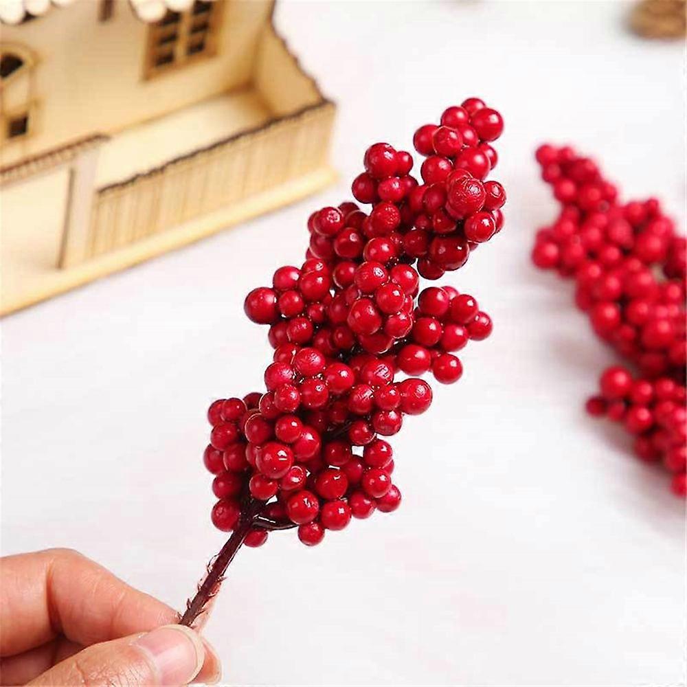 Christmas Tree Ornament Artificial Red Berries Stems Wreath DIY Branches Xmas Decoration