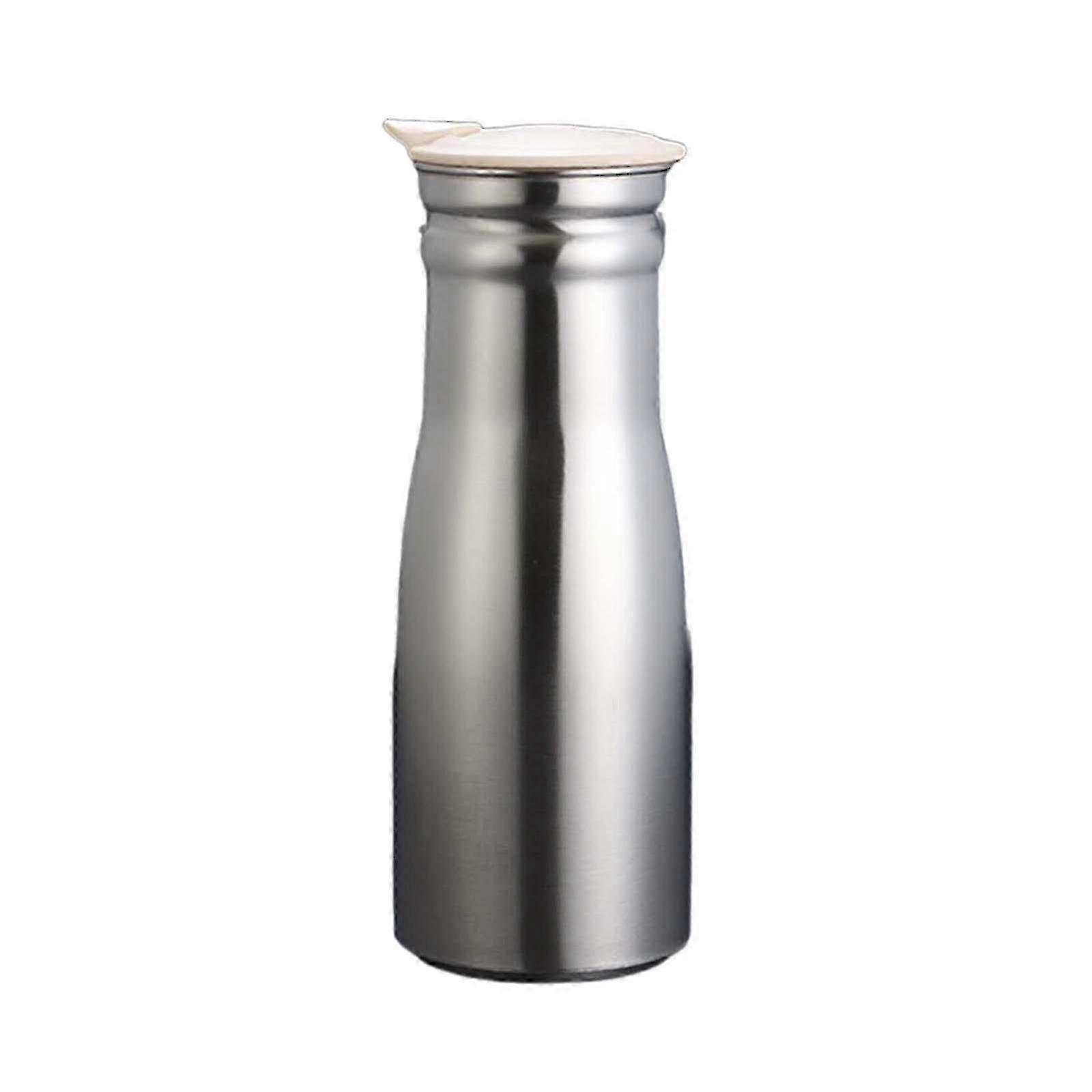 Stainless Steel Water Jug with Sealed Lid for Iced Tea, Lemonade, Milk - 1L Cold Drink Pitcher, Multi-Use Tea Kettle & Beverage Container