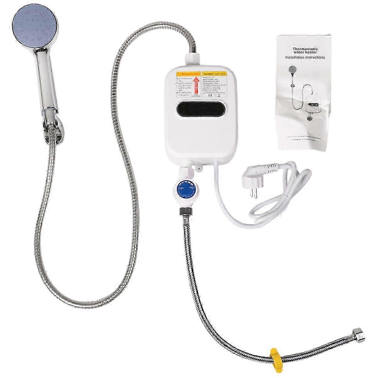 Instant Water Heater Shower 220V Bathroom Faucet Hot Water Heater 3500W Digital Display EU Plug