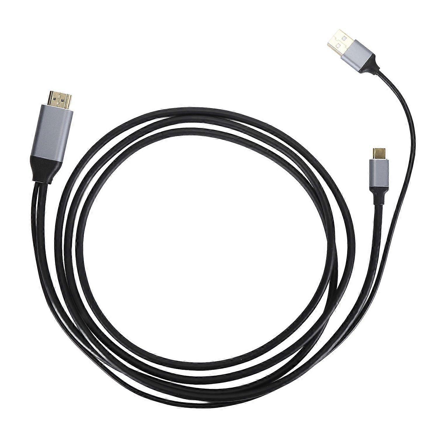 6.6ft HD Multimedia Interface to Type C Adapter Cable 4K At 60Hz 2K At 144Hz 1080P At 60Hz Resolution HD Multimedia Interface to USB C Converter(Black