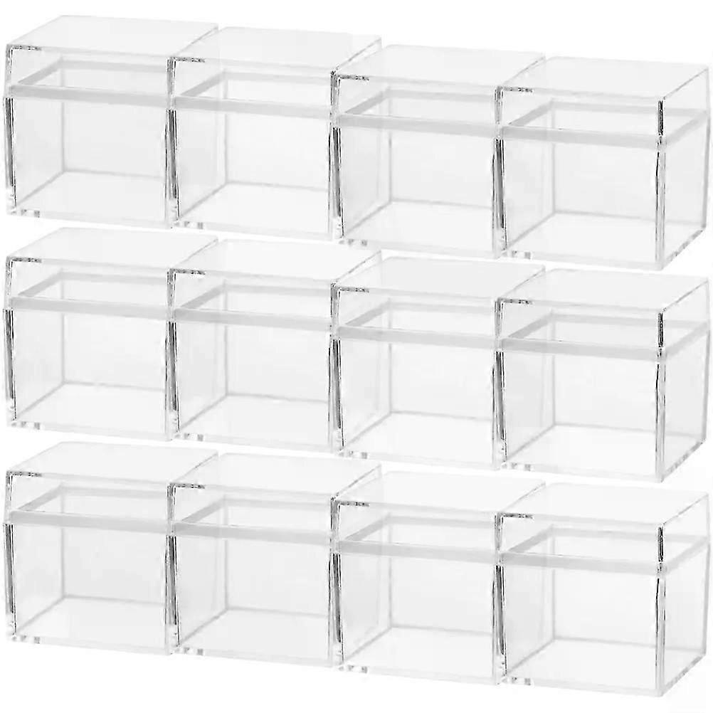 12 Pcs Candy Cases Square Showcase Organizer Holder Clear Display Container