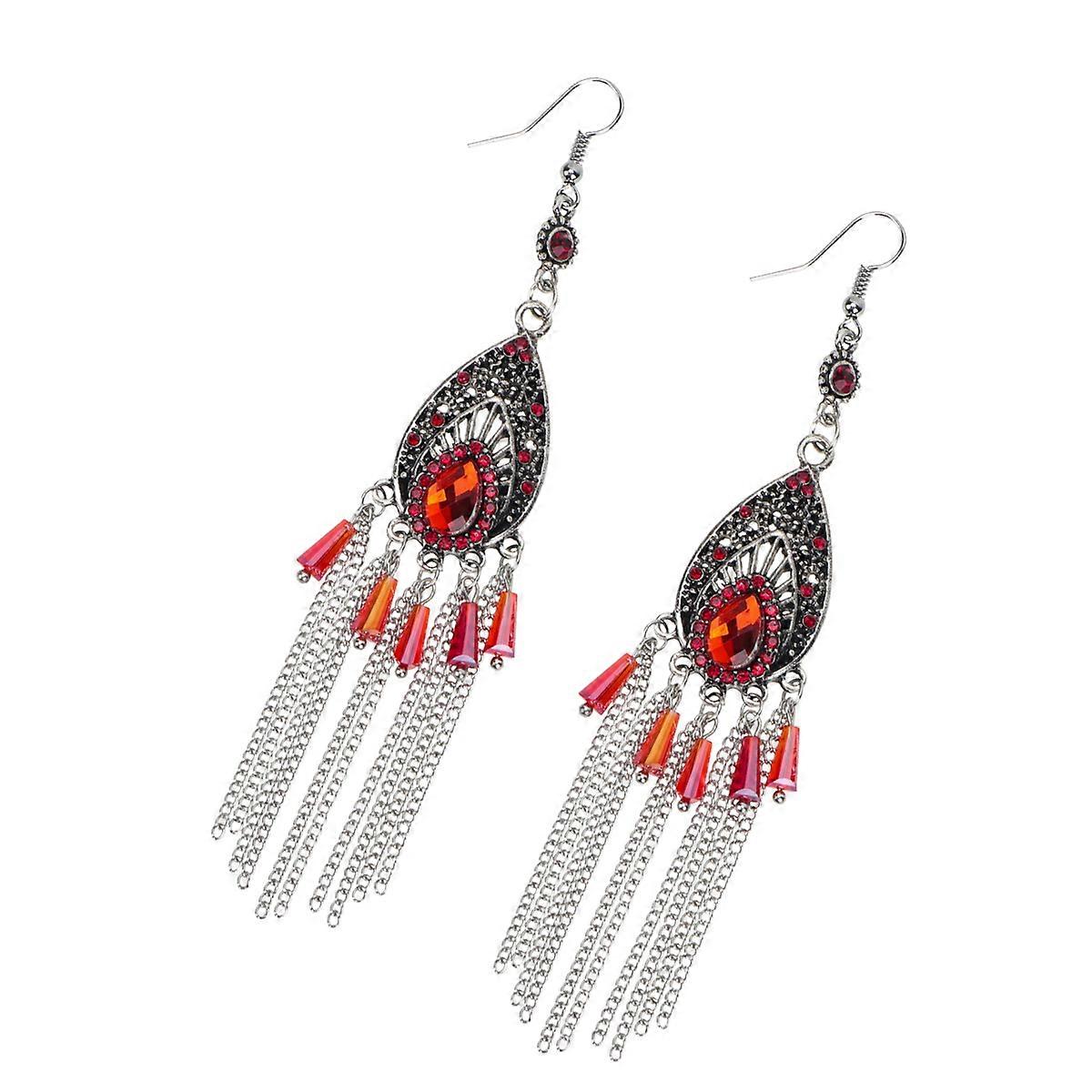 Exaggerated Vintage Drop Dangle Earrings For Women Ideal For Banquets And Daily Use Featuring A Stylish Red Tone 1 Pair
