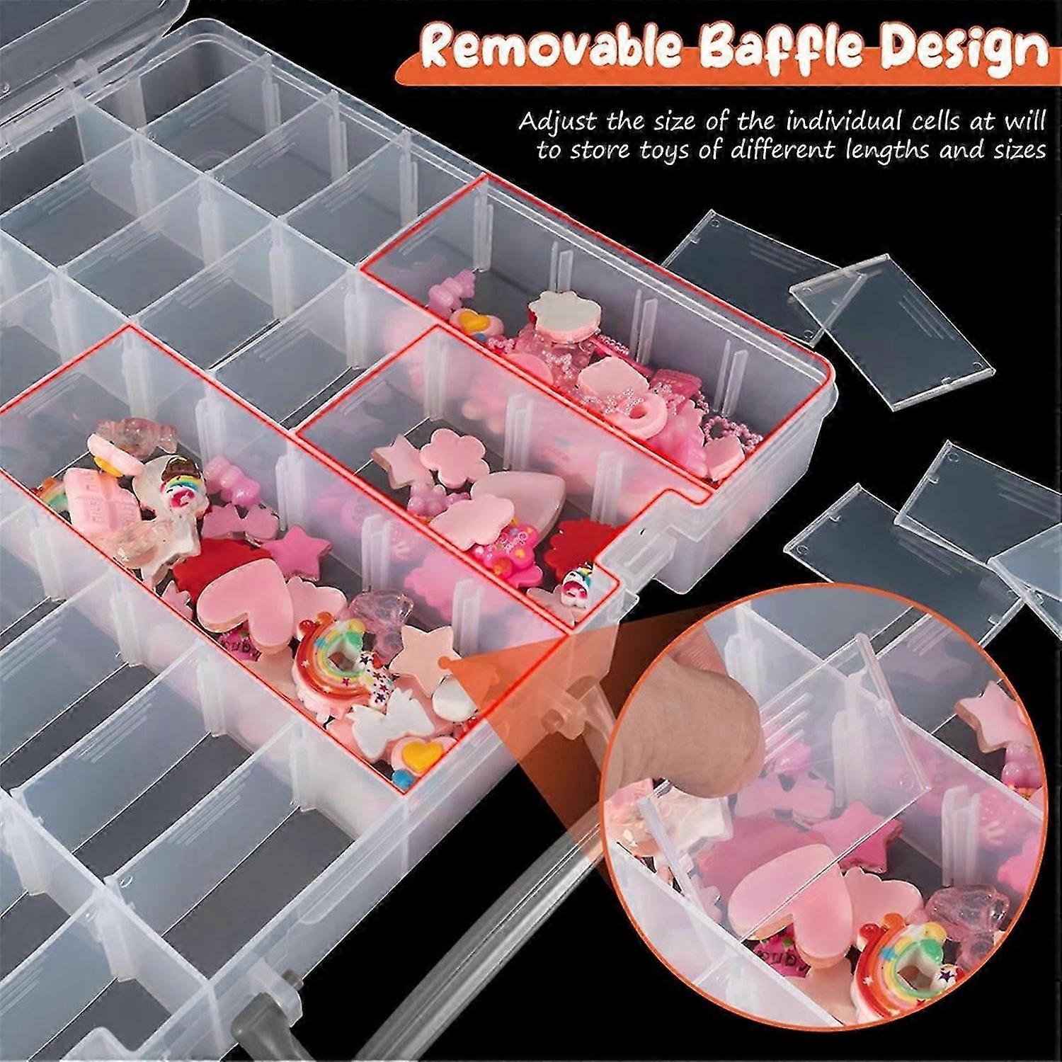 48 Grids Plastic Organizer Box with Adjustable Dividers,Transparent