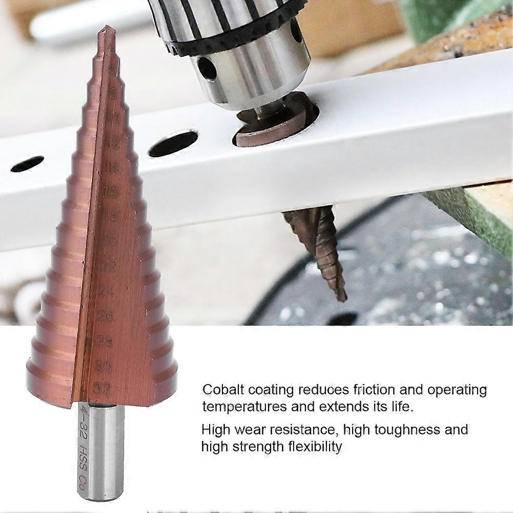 Step Drill Bit 4-32mm M35 High Speed Steel Cobalt Coated Triangular Shank