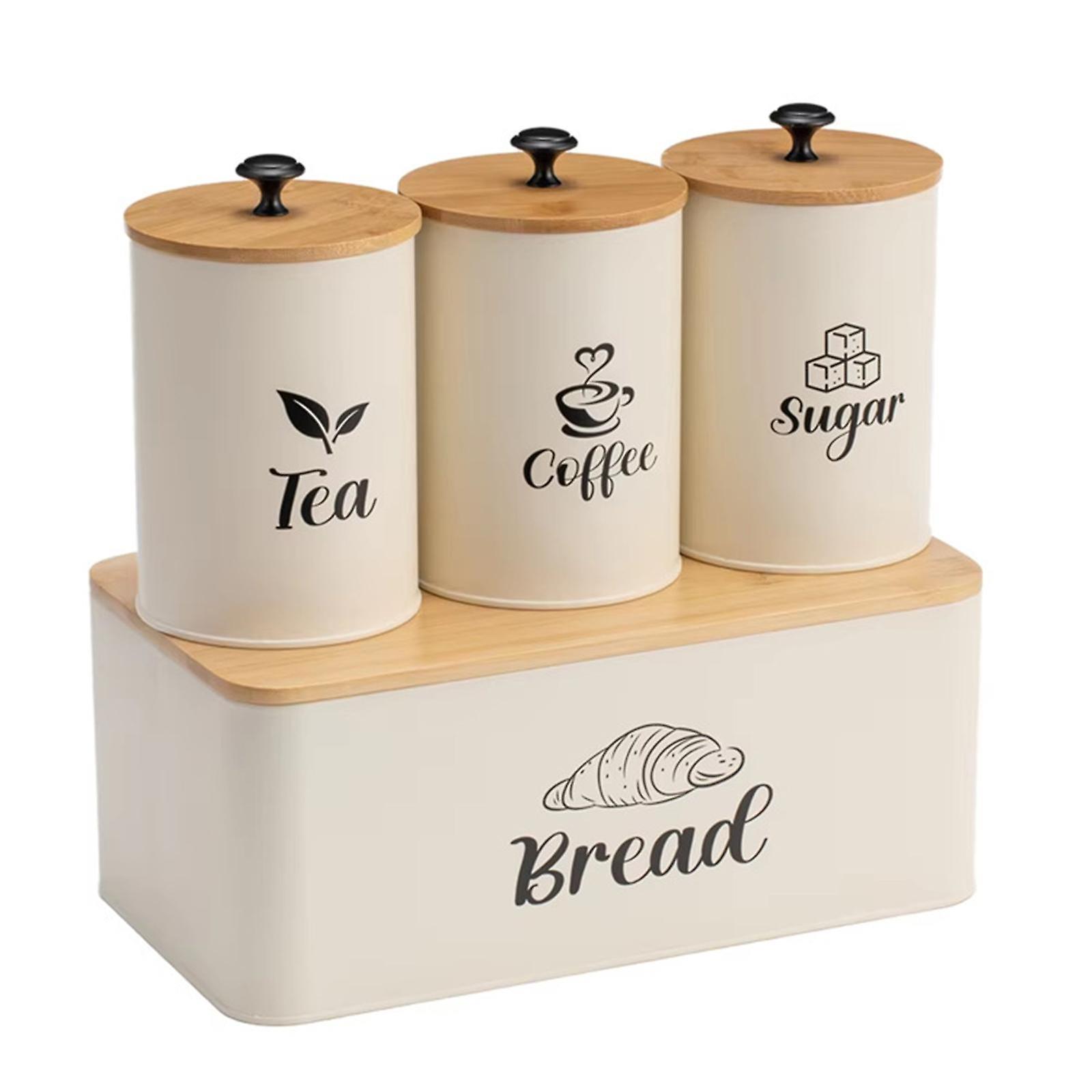Kitchen Canisters Set Kitchen Food Storage Container Rustic Breadbox Coffee Tea