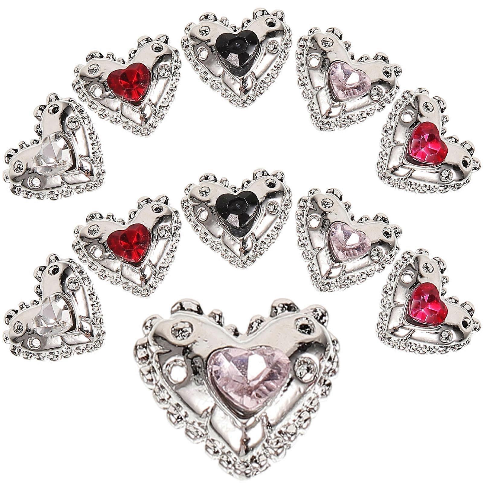 Small Nail Charms Heart Shaped Manicure Supplies Alloy Assorted Color Diy Nail Art 25Pcs