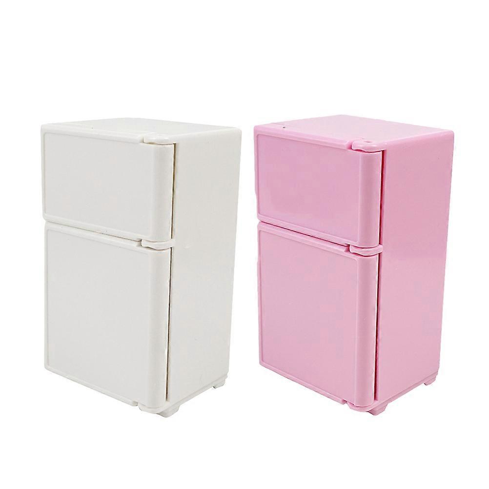 Miniature Refrigerator Toys Dollhouse Furniture for Decoration 2Pcs Set