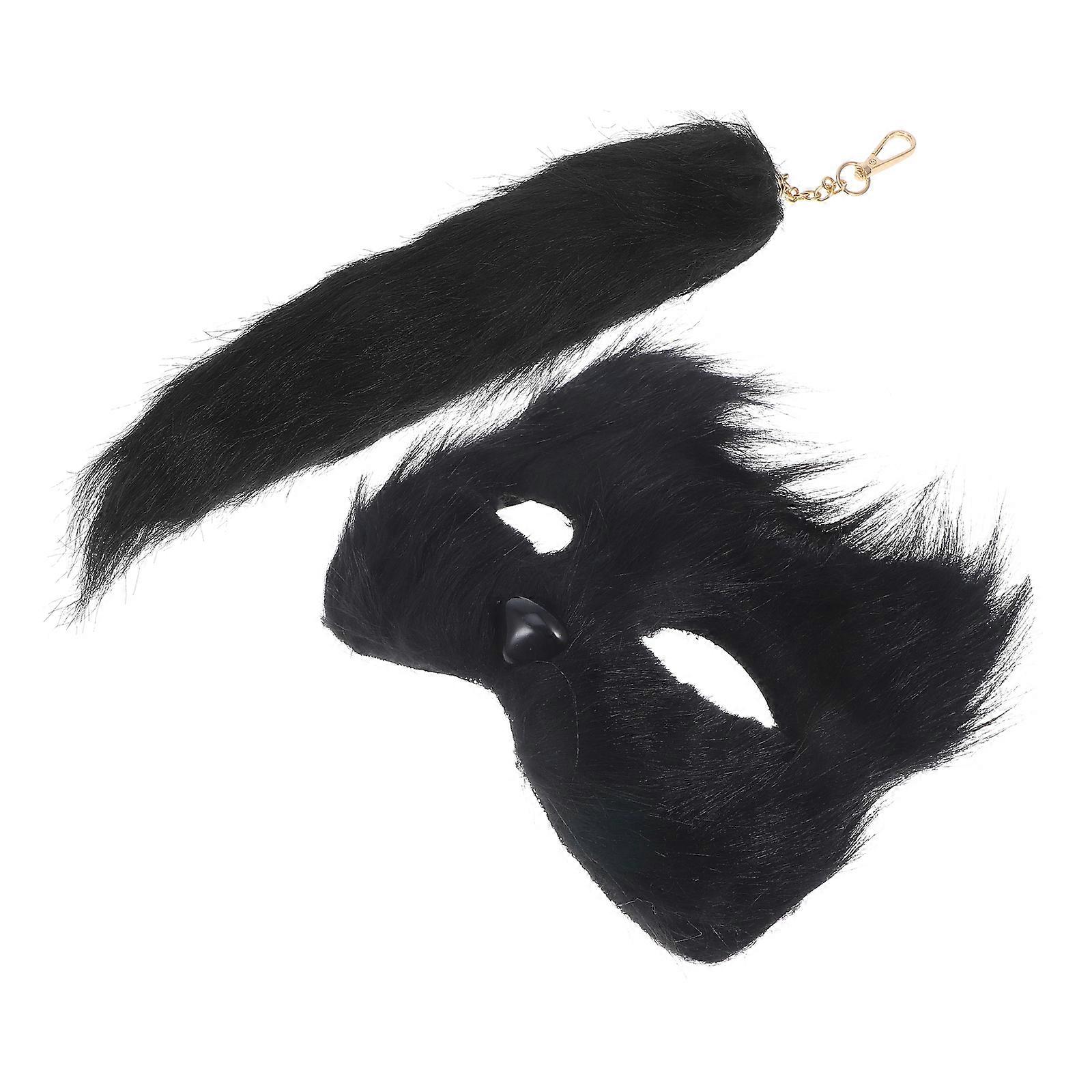 Fox Mask Tail Prop for Costume Party Halloween Fox Mask 5Sets