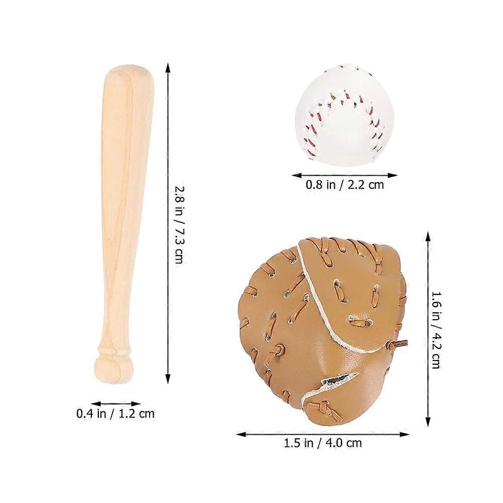 Mini Baseball Kit Miniature Baseball Bat for Decoration 2Sets Miniature Sports Toys