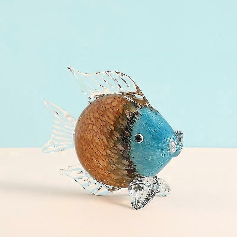 Large Glass Fish Figurines Hand Blown Glass Fish Statue And Sculpture Home Decor, Murano Animal Tropical Sea Glass Paperweights For Desk, Glass Aquari