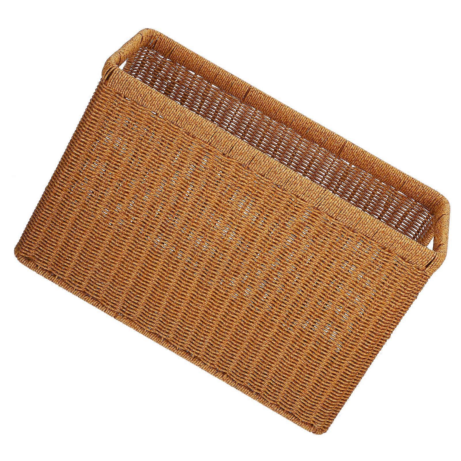 Hand-Woven Document Organizer Woven Storage Baskets for Study Desktops Simple Structure Design 1Set