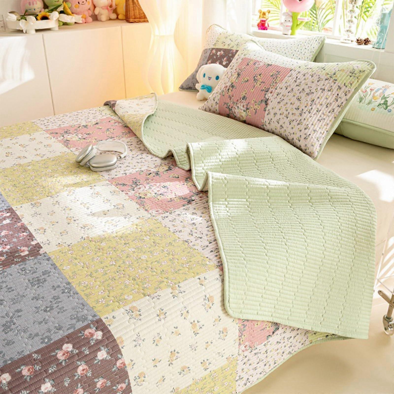 Lightweight Soft Bedspread Cover 3Piece Quilted Comforter Set With Pillow Shams AllSeason Flower 3 180x200 Cm