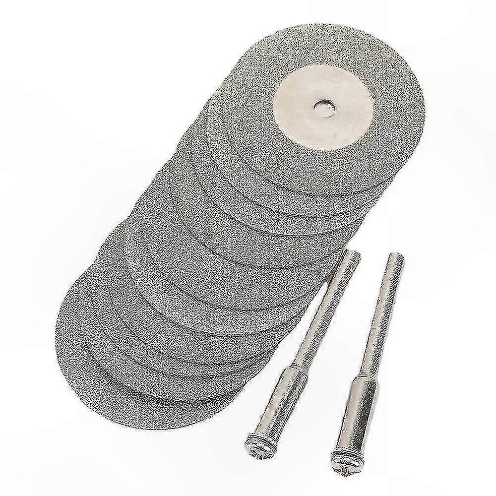 10-Pack 30mm Diamond Cutting Discs with 2pcs 3mm Shank for Rotary Tools