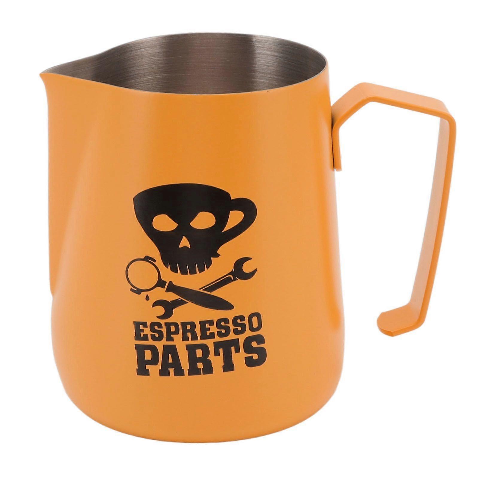 450ml Milk Frothing Pitcher 304 Stainless Steel Steaming Pitcher Milk Frother Pitcher for Coffee Shop Home Orange
