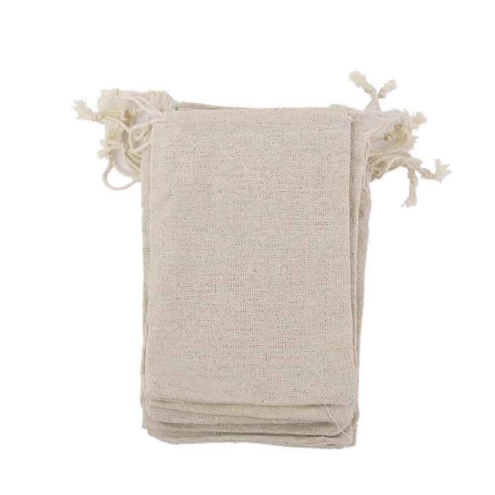 Jute Linen Drawstring Gift Bags for Storage 10Pcs Beige Party Favors