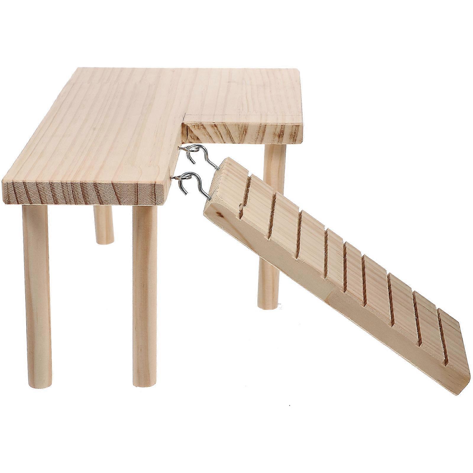 Wooden Hamster Toy for Exercising 3Sets Wear-Resistant Platform Ladder