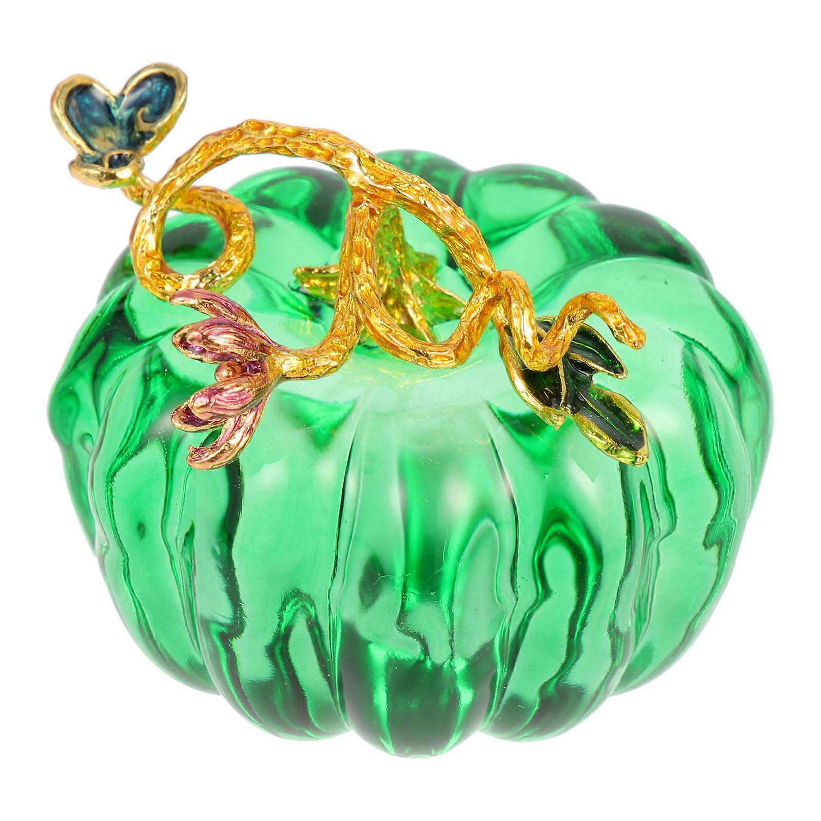 Glass Pumpkin Ornament for Tabletop Use in Green Color
