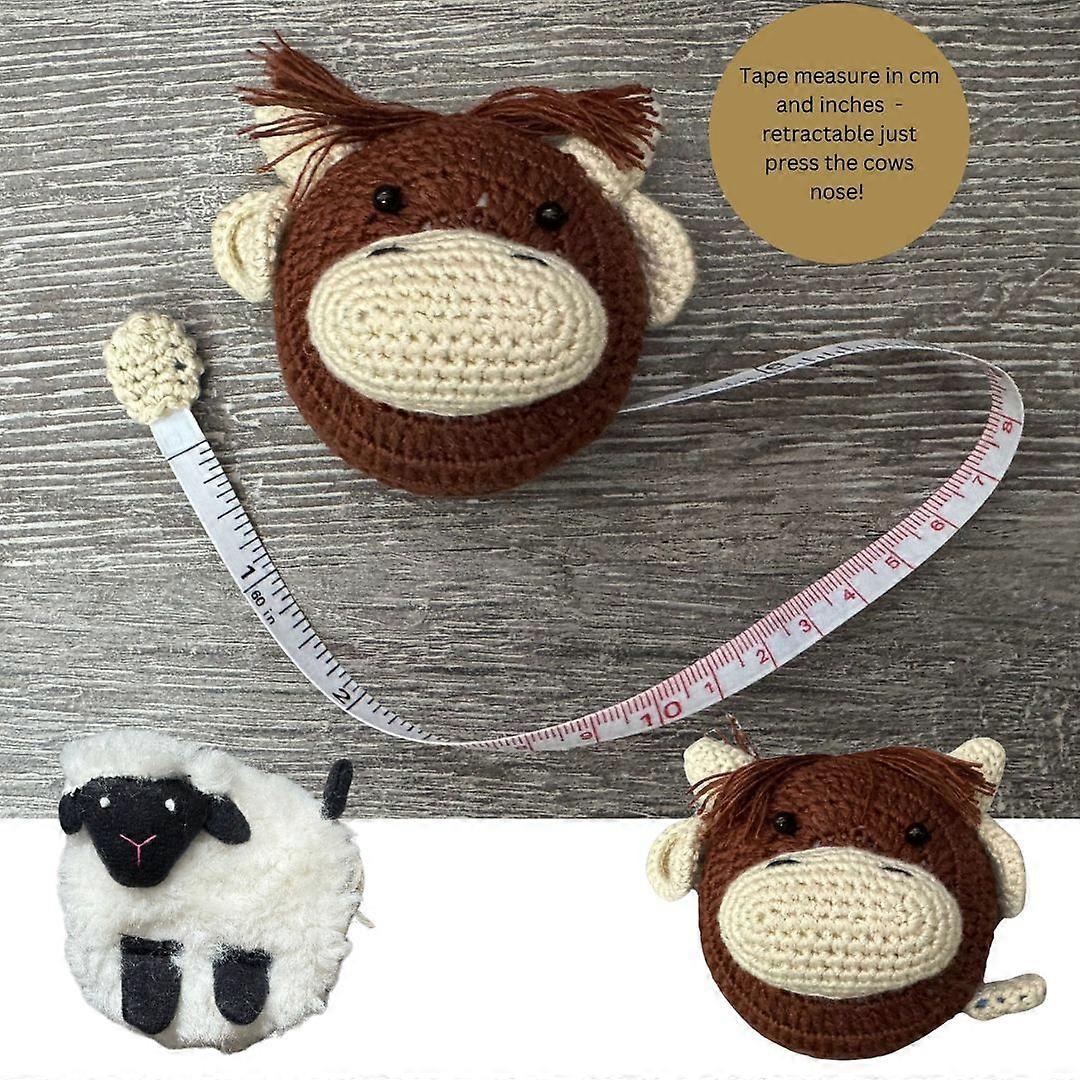 Earth Squared Highland Cow or Sheep Retractable Tape Measure 60 Inches / 150 cm Compact 7 7 cm