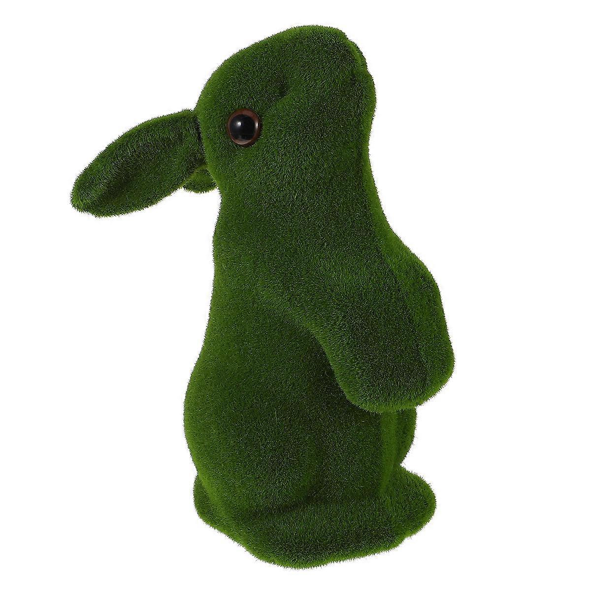 Moss Flocking Ornament Rabbit for Simulation Home Decoration 2Pcs