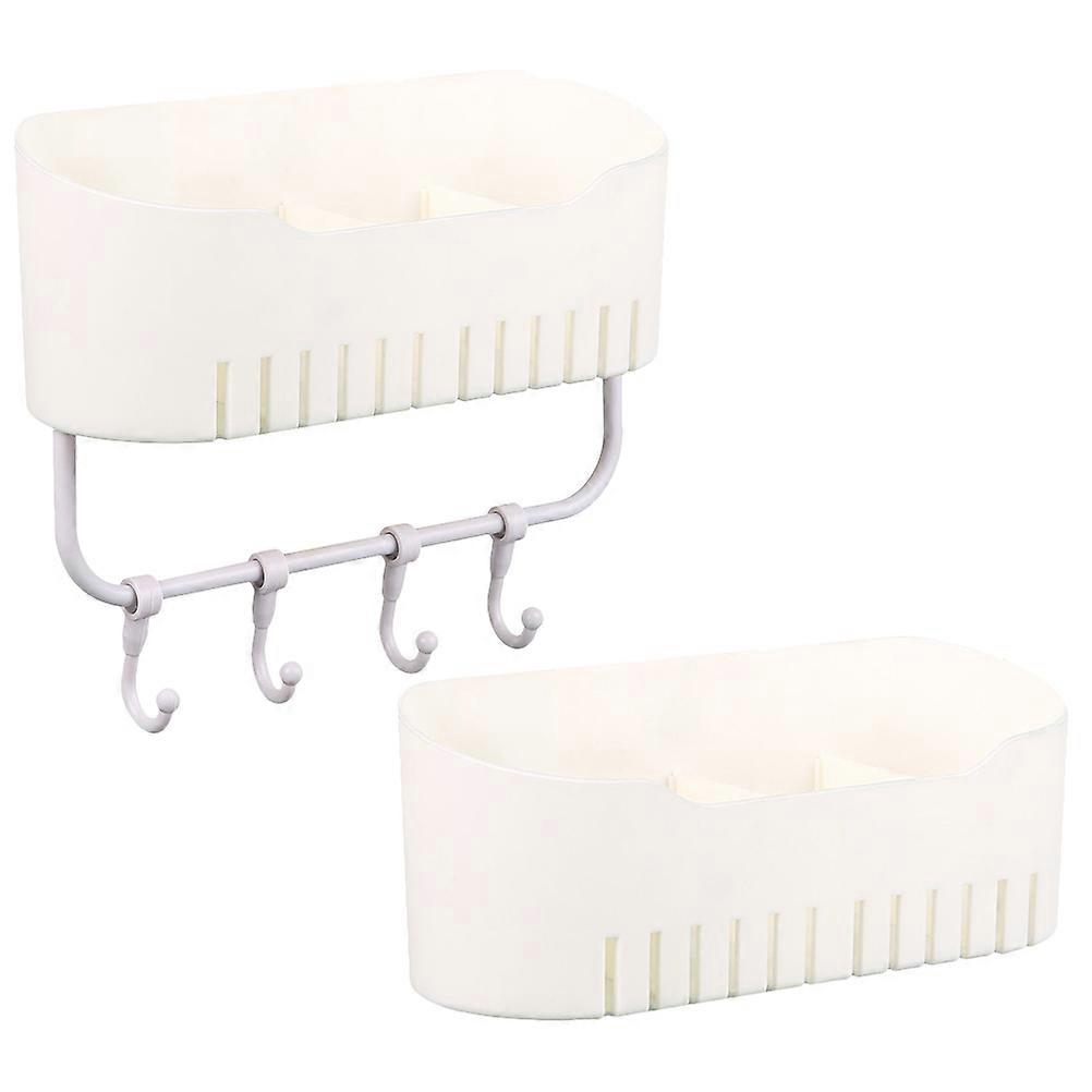Shower Draining Organizer Rack 6Pcs Rectangular Bathroom Storage Rack In White Ideal For Kitchen Use Easy To Install And Practical