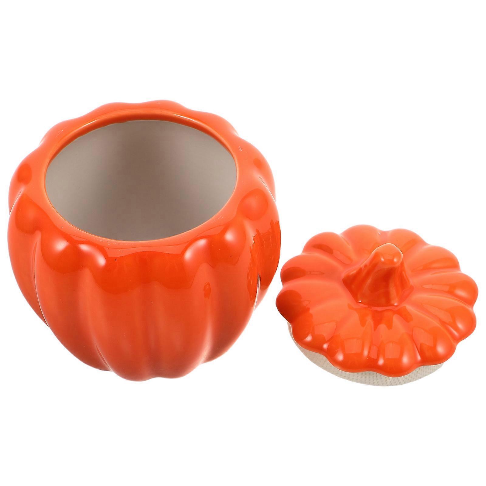 Ceramic Pumpkin Canister for Storage Use Airtight Jar with Lid for Loose Tea