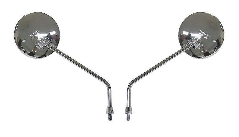 Mirrors 8mm Chrome Round Left and Right Early Style Pair for Classic Vehicles