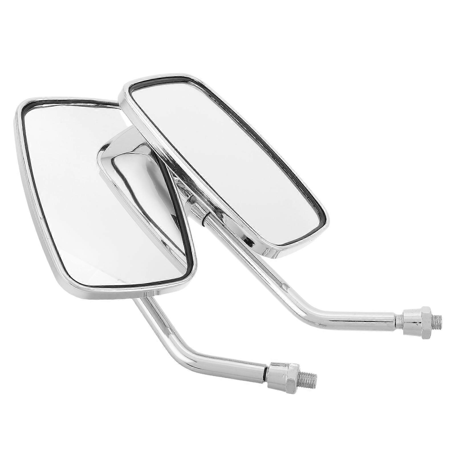 Silver Motorcycle Rear View Mirrors for Safety 1Pair Replacement Handlebar Side Mirrors