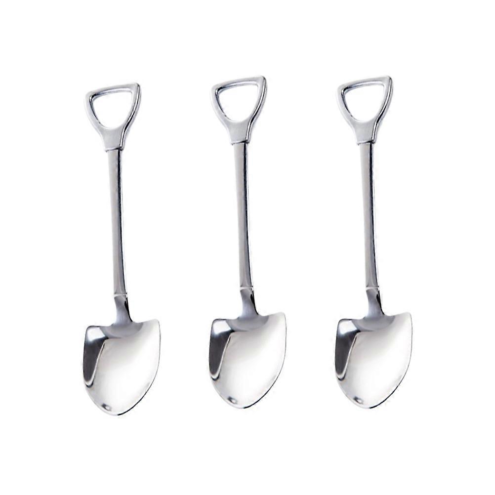 Simple Stirrer Spoon Spade-Shaped Spoon for Stirring 9Pcs Silver