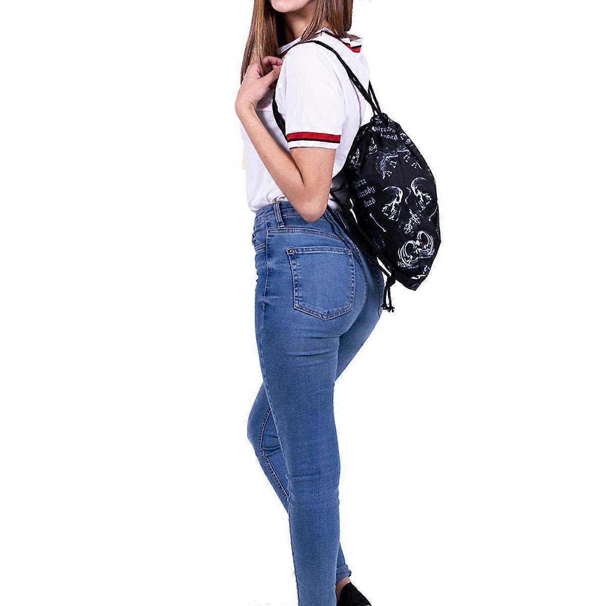 Halloween Oxford Drawstring Backpack for Storage Use Black 2Pcs Set