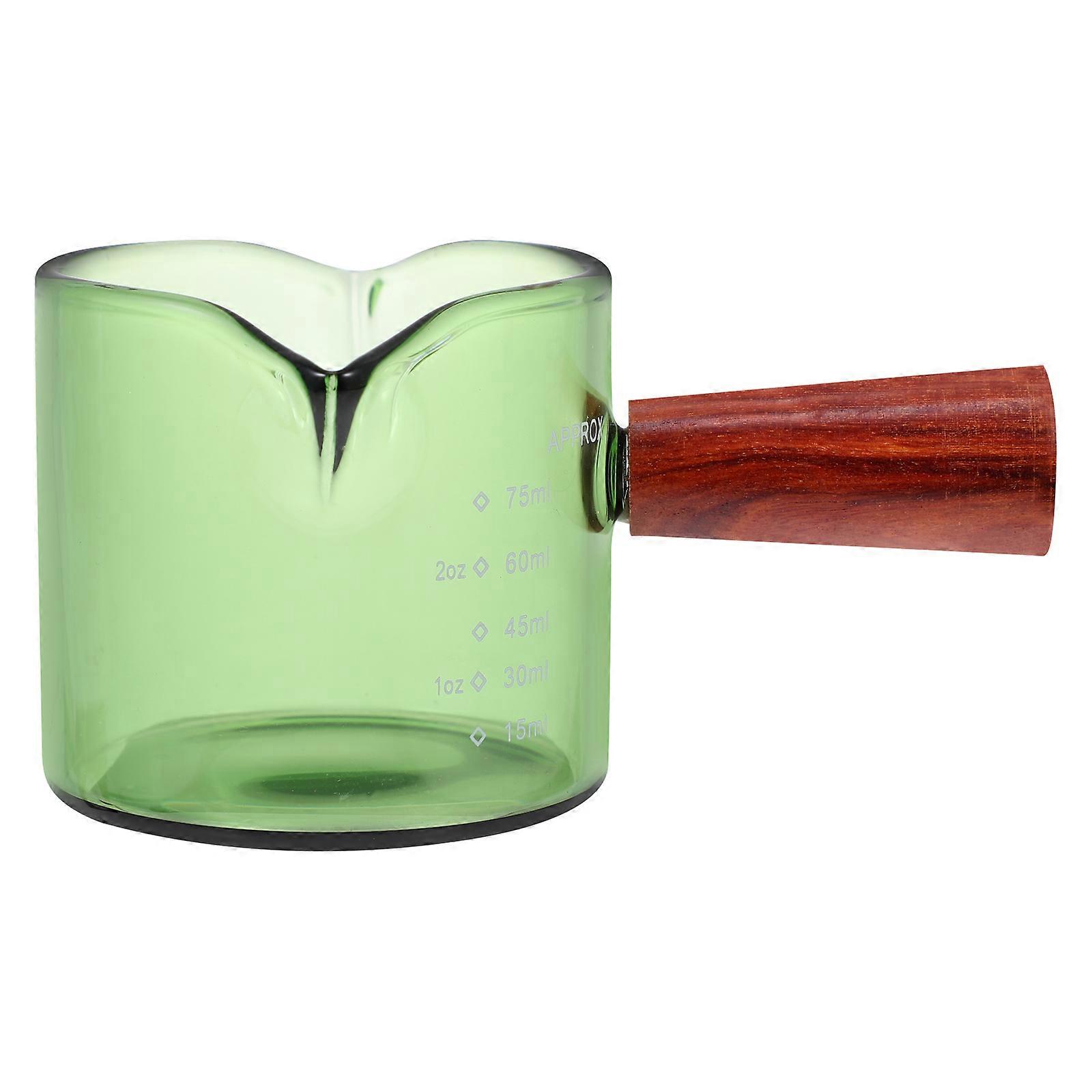 Glass Milk Pitcher Milk Container for Home Use 4Pcs Green Wooden Handle