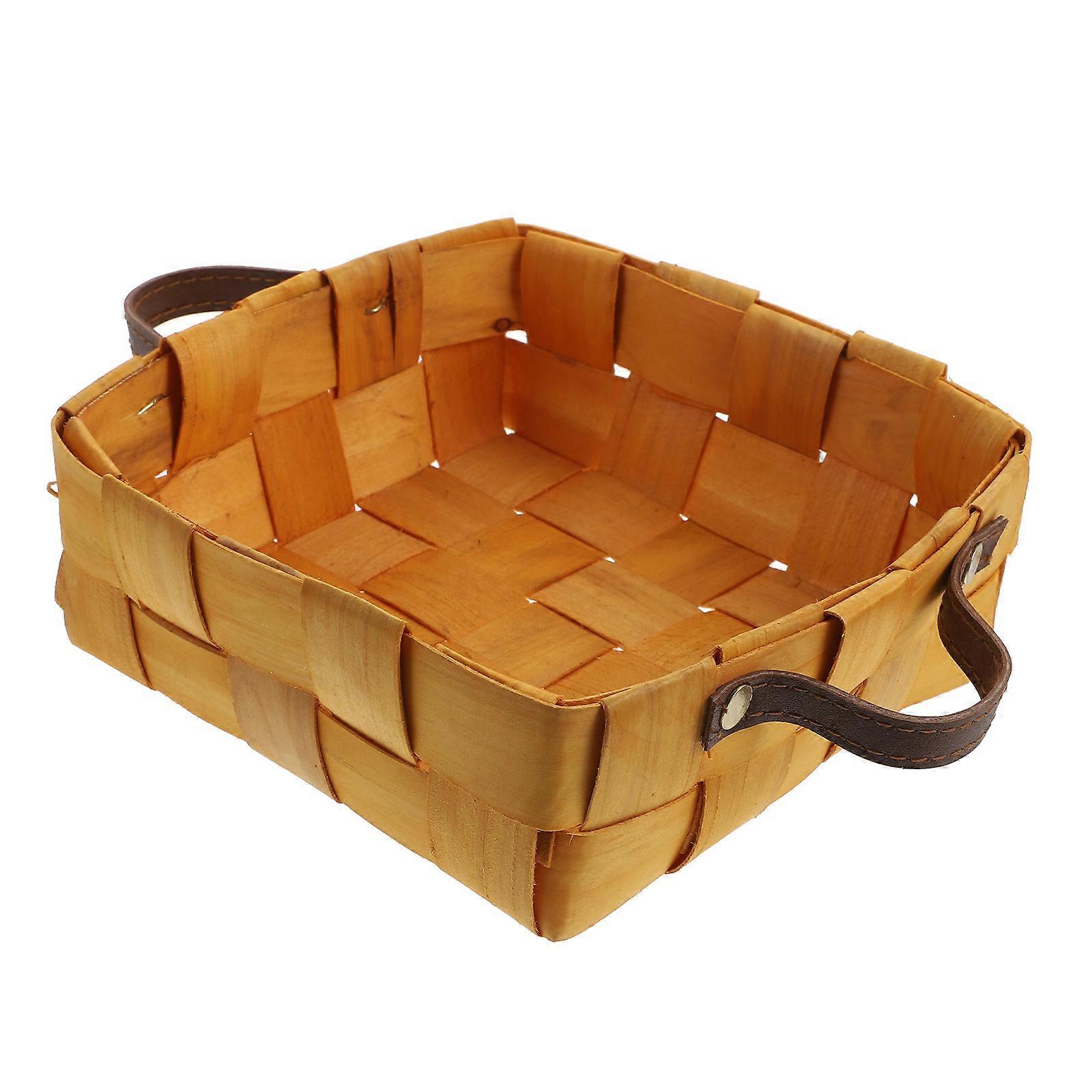 Wooden Handle Basket Storage Basket for Storage 3Pcs Decorative Set