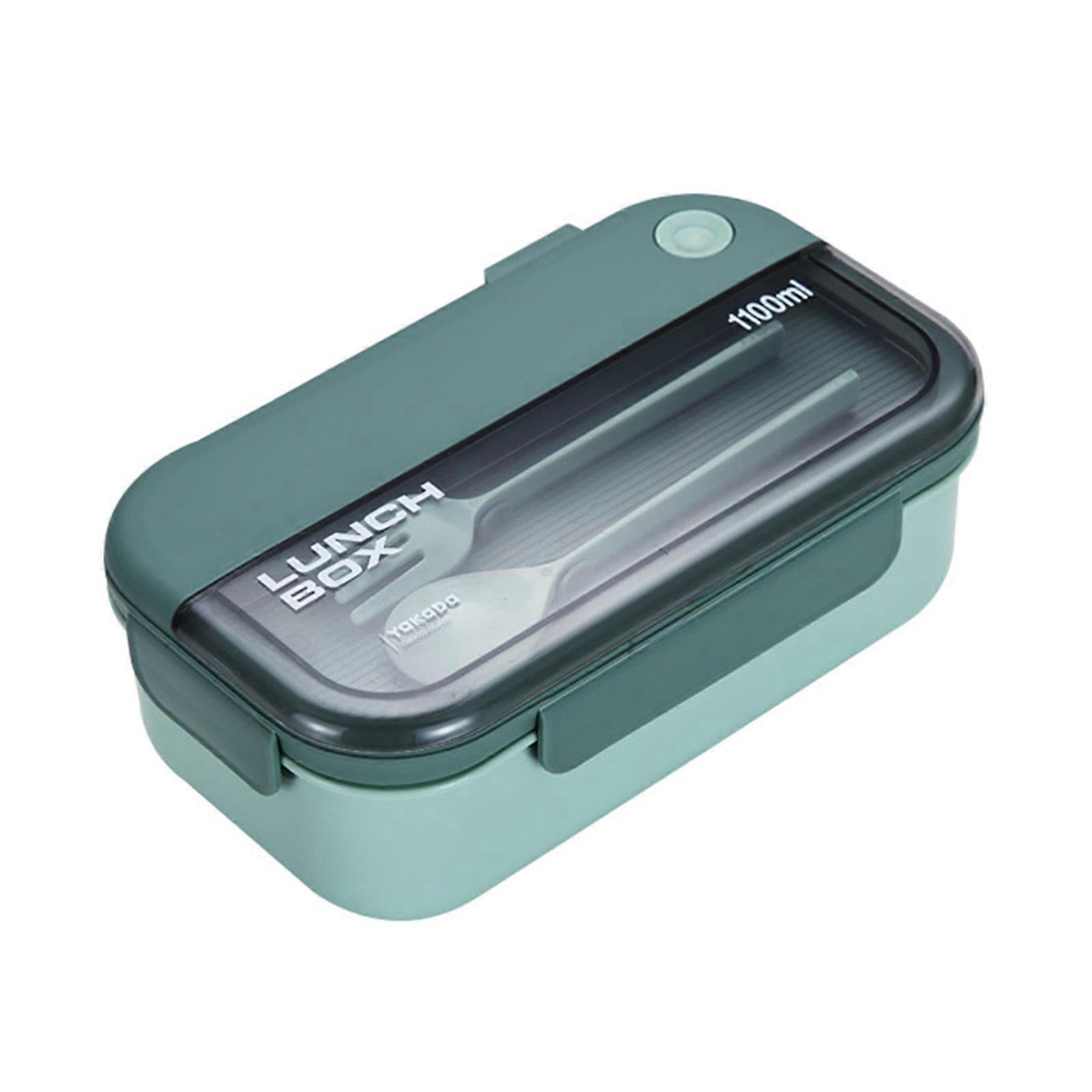 Lunch Box for Kids & Adults, 1100ML 2-Compartment Bento Container with Built-in Reusable Spoon, Compatible with YgkuHd