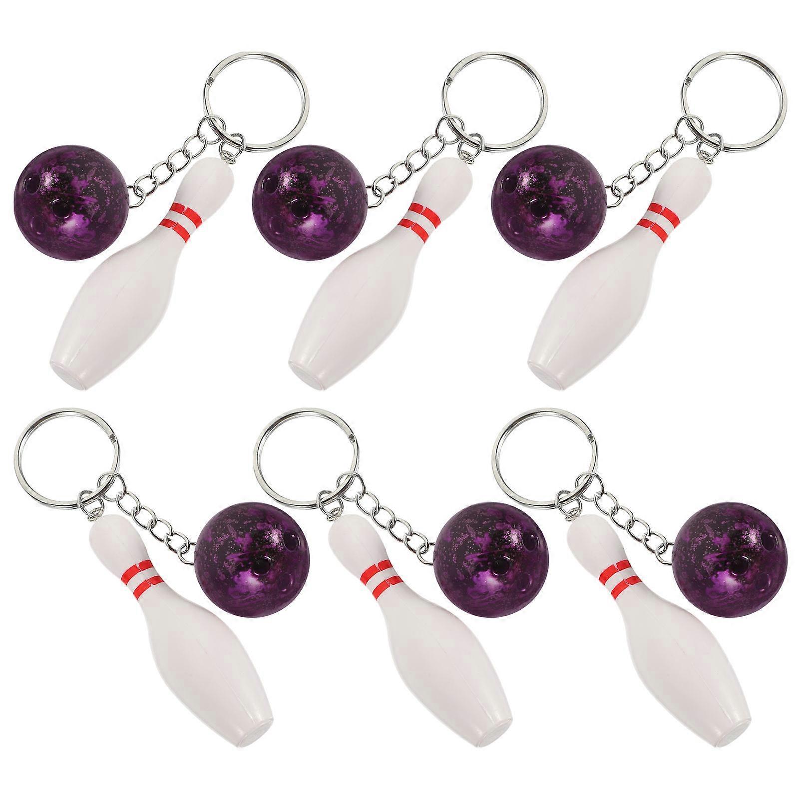 Bowling Pin Keychain for Decoration Bowling Ball and Pin Keychain 12Pcs