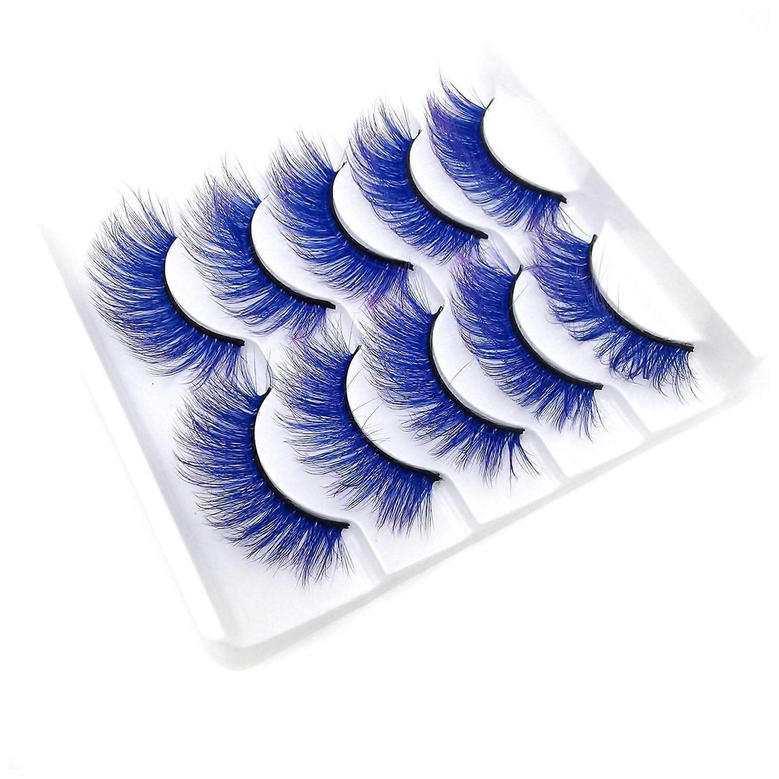 Kmxyo 5 Pairs 3D False Eyelashes Soft Comfortable to Wear Imitation Mink Gradient Color Beauty False Eye Lashes for Performance