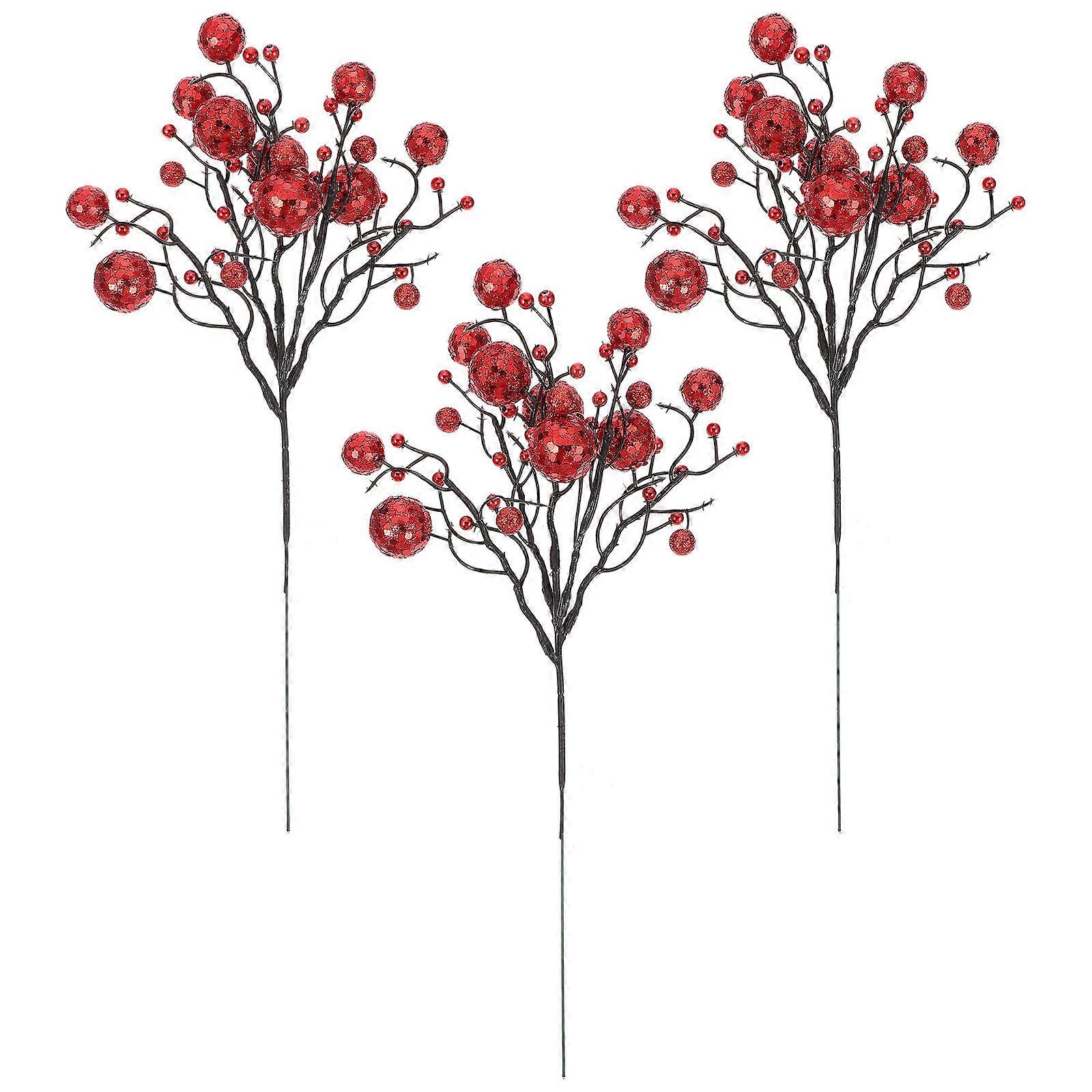 Christmas Artificial Berries for Tree Decoration 9Pcs Red Simulation Berries