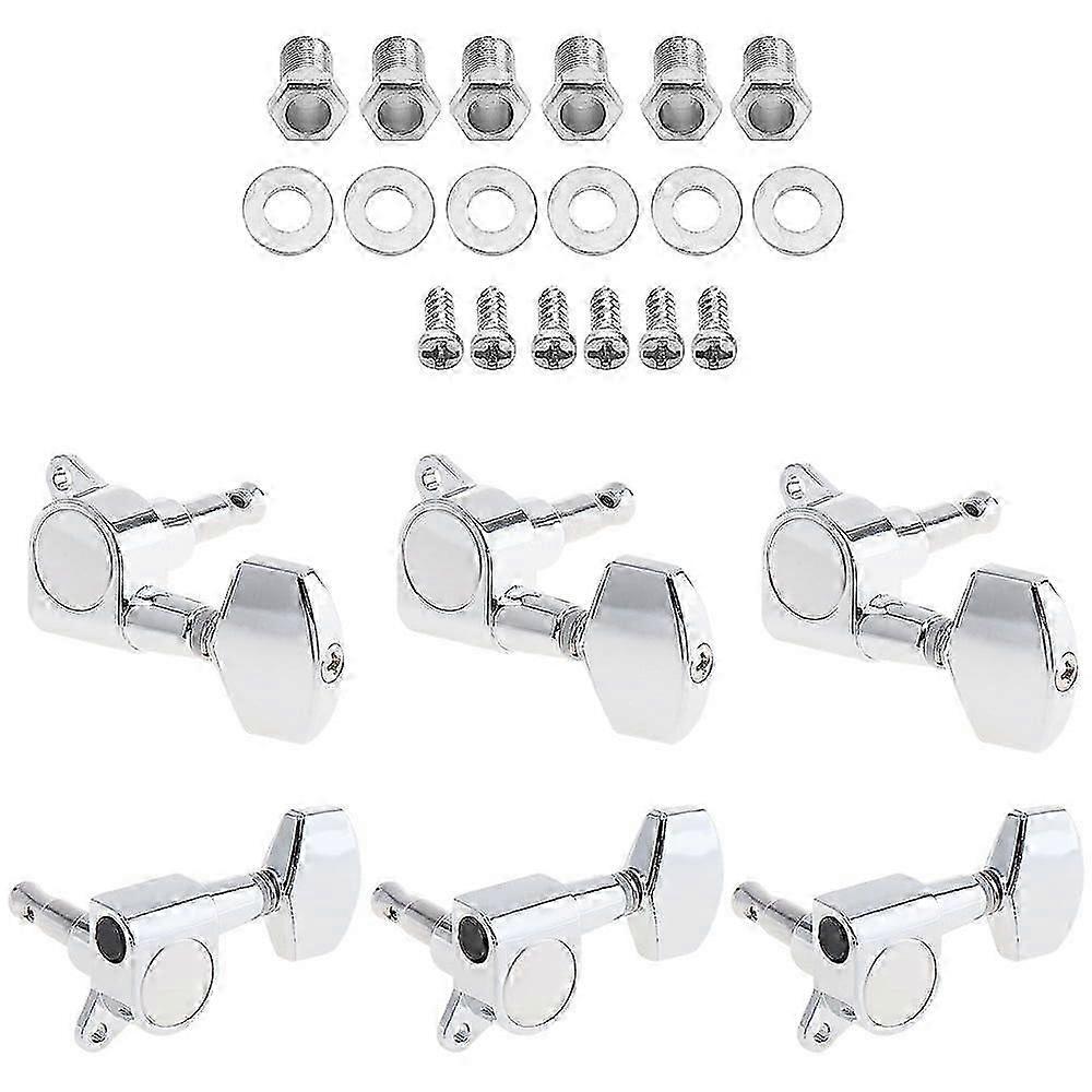2025 Latest Model  6pcs Silver Guitar Tuning Pegs Tuner 3R+3L All Closed Machine Head for 40 / 41