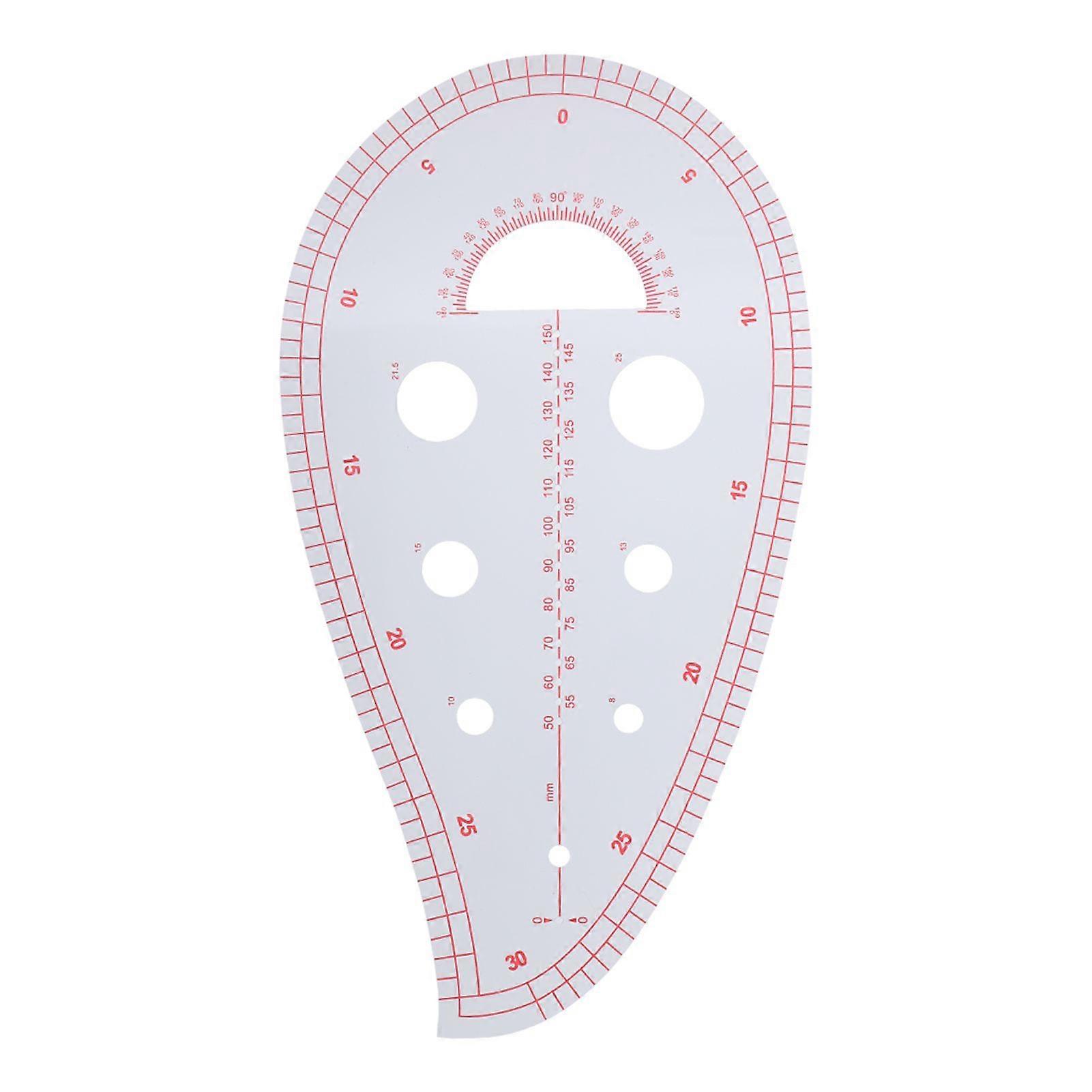 Curve Ruler Multifunctional Patchwork Semicircle Ruler for Button Positioning Pocket Neckline Drawing Clothing Design