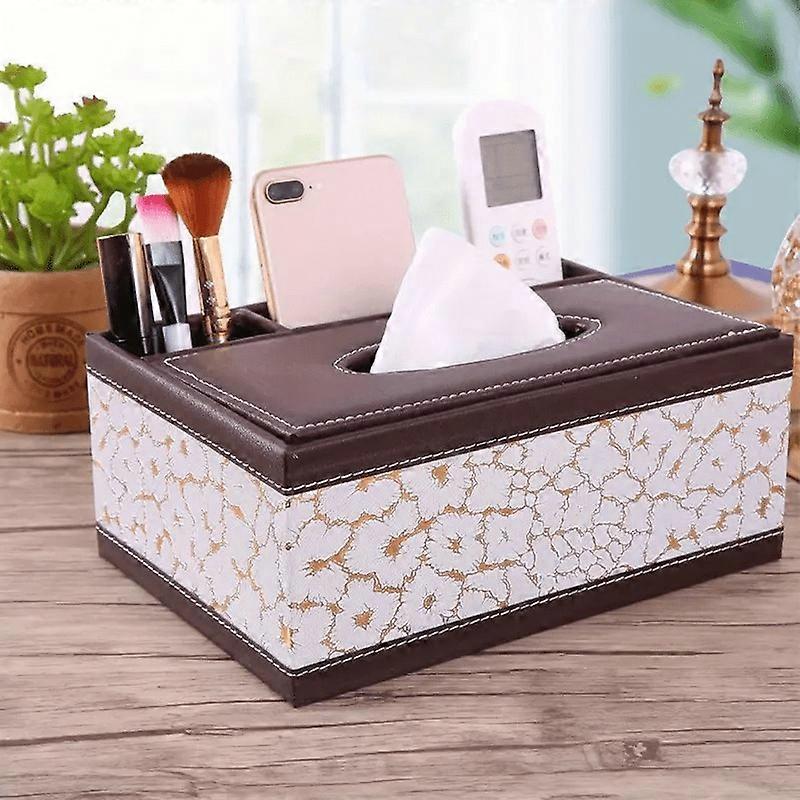 European Style PU Leather Tissue Box with Pull-Out Function - Multi-Functional Living Room Storage Organizer for Remote Controls