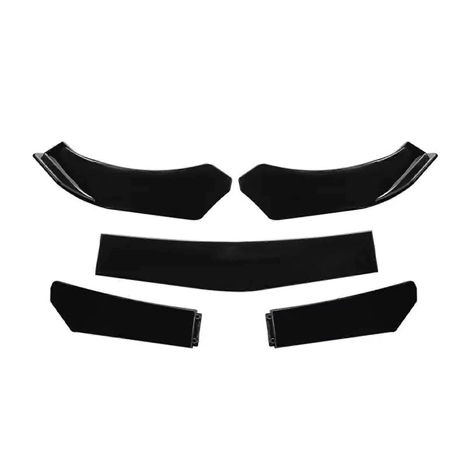 Front Bumper Splitter 5Pcs Set, Upgraded Stepped Design, ABS Material, Front Lip Spoiler, Bright Black