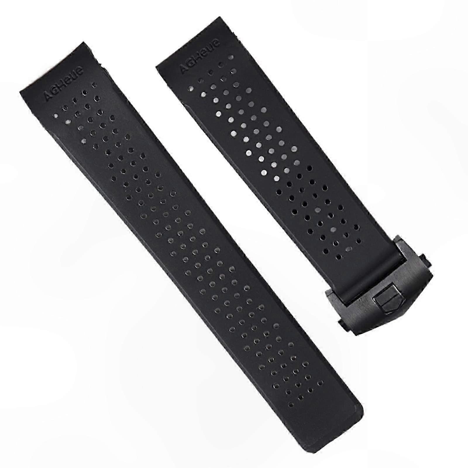 Men's 22x24mm Rubber Watch Strap with Deployment Clasp, Black Buckle, and Stylish Design for Wristwatches