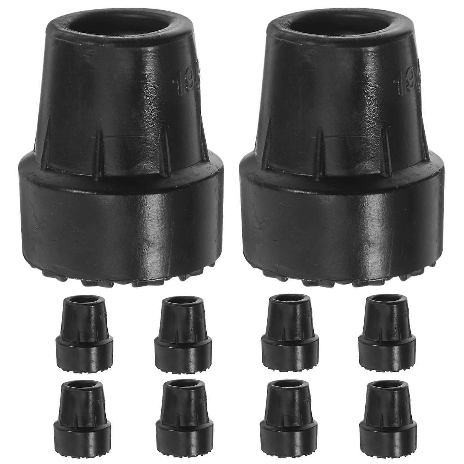 Replacement Crutch Head Slip Cane Tips Rubber 10 Pack Universal Fit For Walking Sticks Black