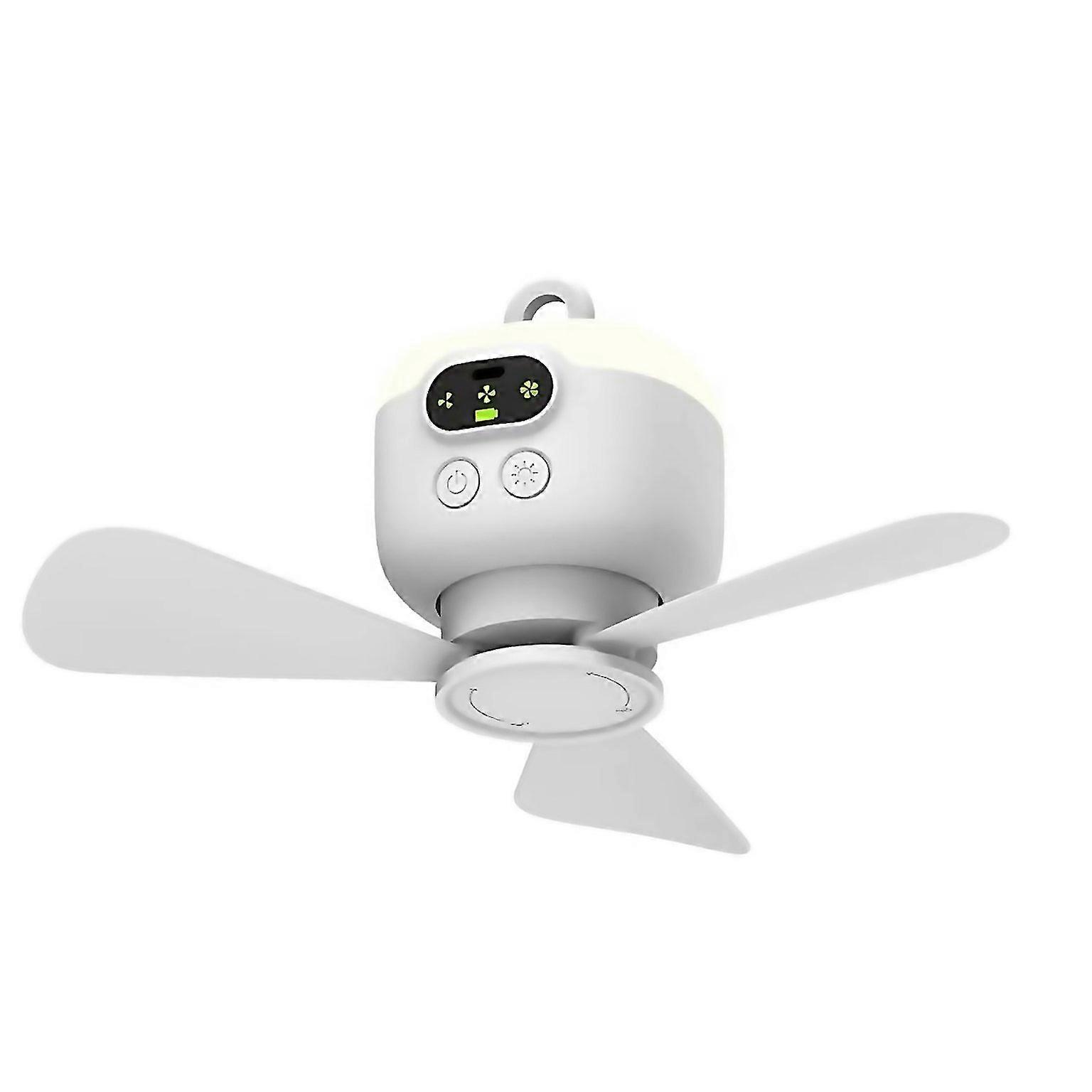 For Mini Ceiling Fan Portable Camping Fan With Light Remote Built In 8000mah Battery