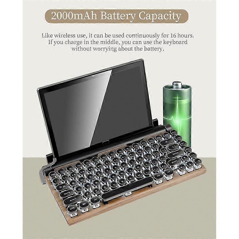 Wireless Bluetooth Keyboard USB Mechanical Punk Keycaps for PC A