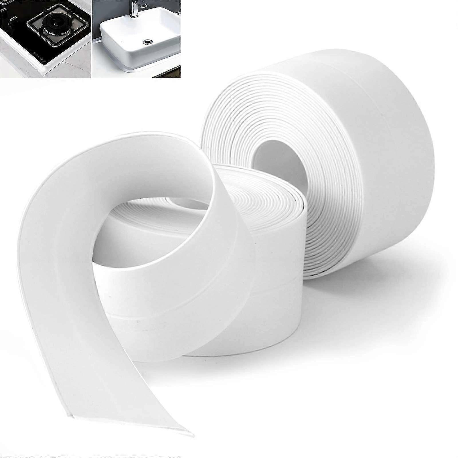 عبوة من 2 شريط مانع للتسرب ، شريط سيليكون أبيض ذاتي اللصق للاستحمام ، الزوايا