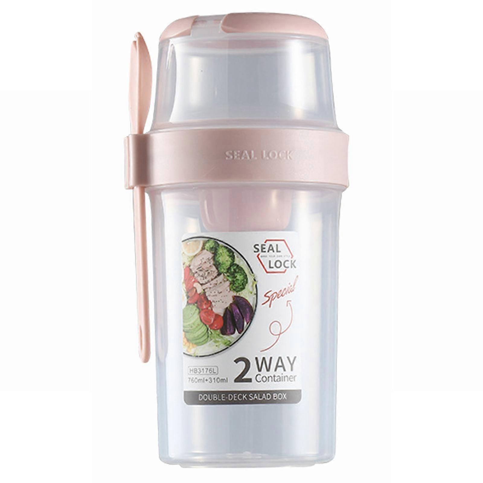 Uclet Breakfast Cups, Salad Cup To Go, Yogurt Cereal Overnight Oats Snack Parfait Containers with Fork, Salad Dressing Holder